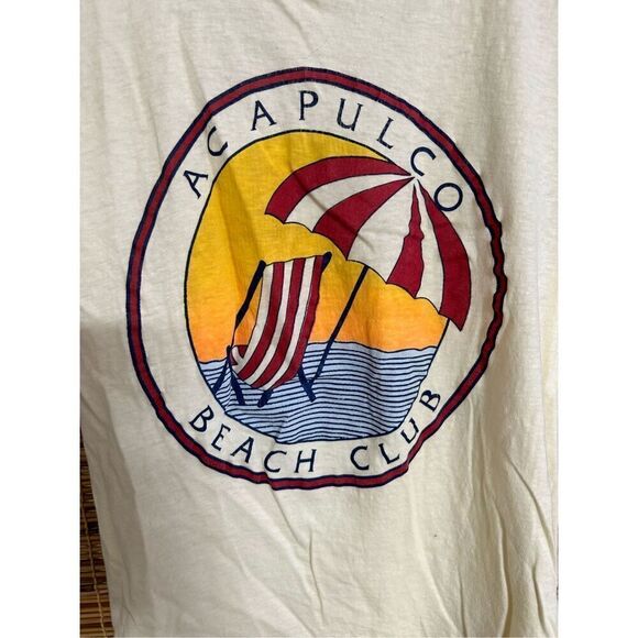 Acapulco Beach Club Fajer Single Stitch Shirt Size Medium 38 Light Yellow - Picture 5 of 5